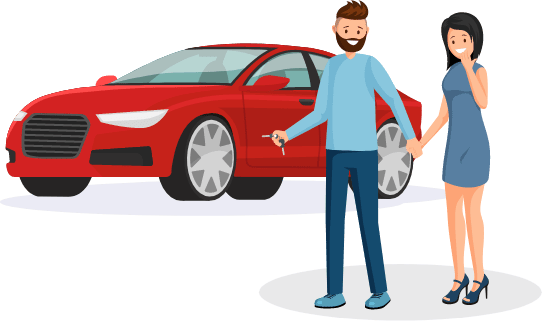 two people and a car illustration two people and a car illustration